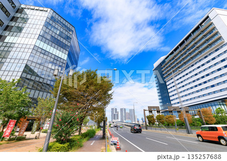 東京 江東区 環二通り沿いの都市風景(豊洲 千客万来付近) 東京 江東区 環二通り沿いの都市風景(豊洲 千客万来付近) 135257688