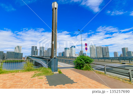 東京　江東区　環二通り沿いの都市風景（豊洲大橋付近） 135257690