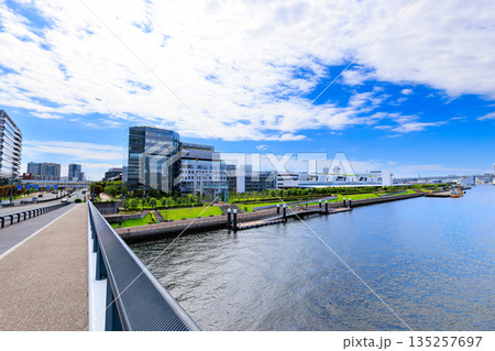東京　江東区　環二通り沿いの都市風景（豊洲大橋付近） 135257697