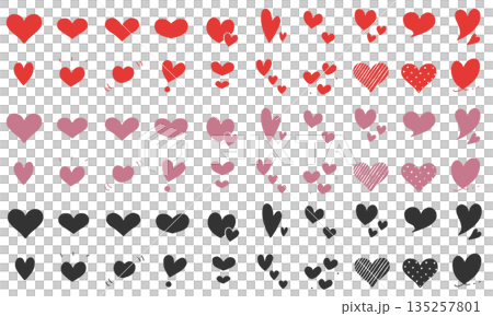 Hand-drawn Heart Icons Set of 60 (Red, Pink, Black/Solid Color) Hand-drawn Heart Icons Set of 60 (Red, Pink, Black/Solid Color) 135257801