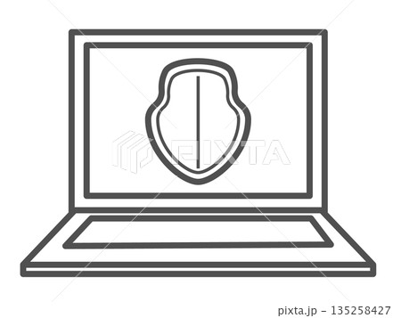 ノートパソコンを守っている盾のアイコンイラスト 135258427
