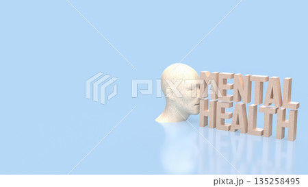 Mental Health Awareness Concept with Human Mind and Wellbeing Focus 3d render. 135258495