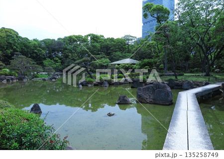 大阪市の天王寺公園、園内の施設:大阪市立美術館に隣接する「慶沢園」園内の池 大阪市の天王寺公園、園内の施設:大阪市立美術館に隣接する「慶沢園」園内の池 135258749
