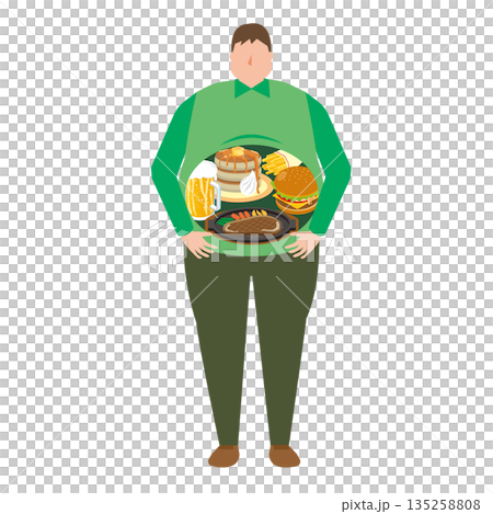 因暴飲暴食而體重增加的男性 135258808
