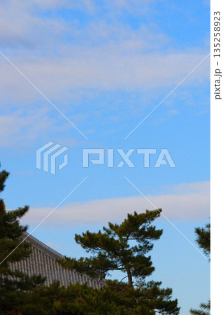 青空と寺の屋根 青空と寺の屋根 135258923