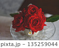 Red roses on table. High angle view. 135259044