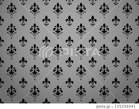 Flower geometric pattern. Seamless vector background. Gray and black ornament Flower geometric pattern. Seamless vector background. Gray and black ornament 135259341