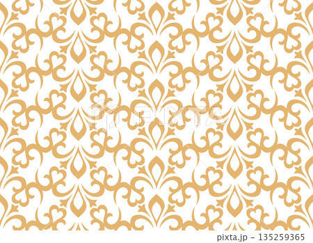 Flower geometric pattern. Seamless vector background. White and golden ornament 135259365