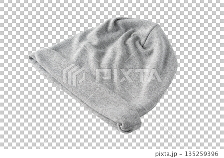 Gray lightweight knit hat on a transparent background (png) 135259396