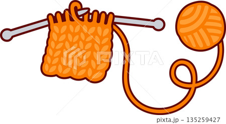 Knitting with needles and ball of yarn Knitting with needles and ball of yarn 135259427
