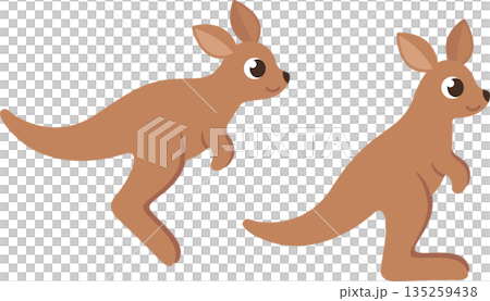 Cute cartoon kangaroo jumping and standing Cute cartoon kangaroo jumping and standing 135259438