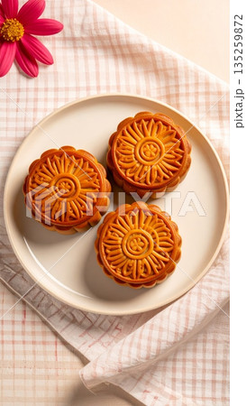 Chinese Mooncake on Plate 135259872