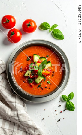 Studio Food Photography of Gazpacho 135259998