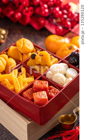 Traditional Chinese Festival Sweets and Snacks, Fruit Boxes and Local Treats Traditional Chinese Festival Sweets and Snacks, Fruit Boxes and Local Treats 135260120