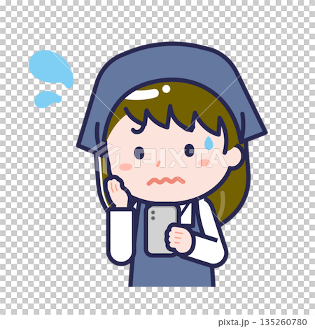 A female "staff member" using a smartphone 135260780