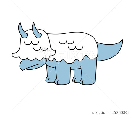 ふわふわした体の恐竜をやさしい色合いで描いた子供向けのイラスト ふわふわした体の恐竜をやさしい色合いで描いた子供向けのイラスト 135260802