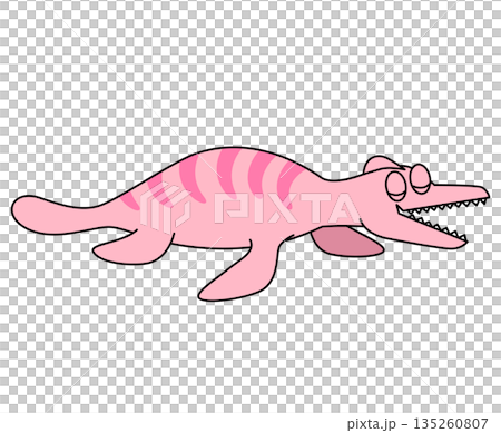 海を泳ぐ恐竜をシンプルでかわいく描いた子供向けキャラクターのイラスト 135260807