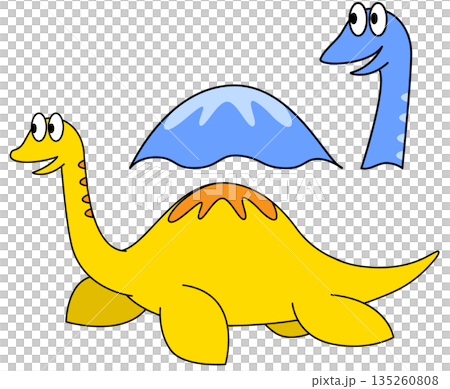 一幅可愛、流行風格的長頸恐龍插畫，適合兒童閱讀。 135260808