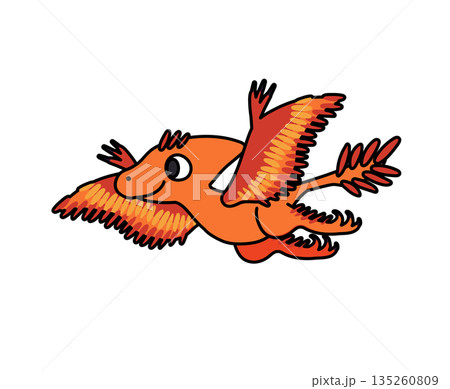 空を飛ぶ恐竜を元気いっぱいに描いた子供向けキャラクターのイラスト 空を飛ぶ恐竜を元気いっぱいに描いた子供向けキャラクターのイラスト 135260809