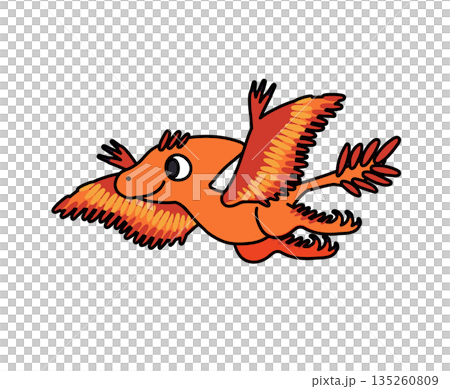 空を飛ぶ恐竜を元気いっぱいに描いた子供向けキャラクターのイラスト 空を飛ぶ恐竜を元気いっぱいに描いた子供向けキャラクターのイラスト 135260809