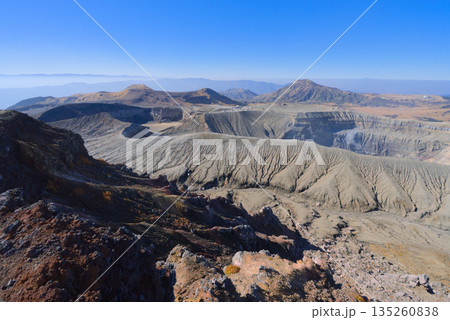 熊本県の阿蘇山、火口東展望所から望む中岳火口 135260838