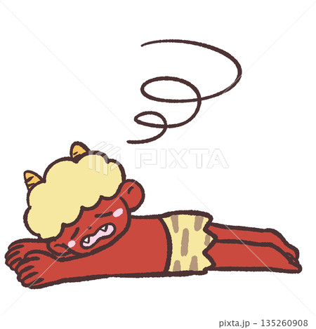 倒れる赤鬼のイラスト 倒れる赤鬼のイラスト 135260908