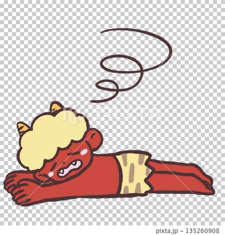 倒れる赤鬼のイラスト 倒れる赤鬼のイラスト 135260908