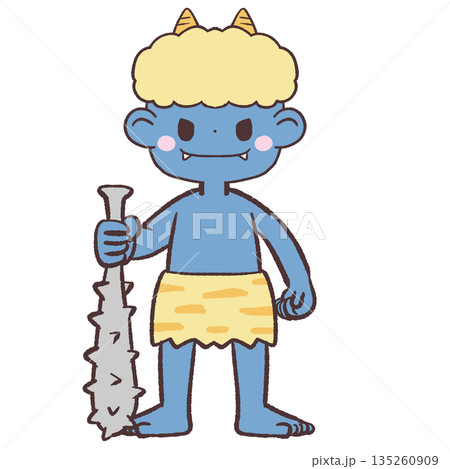 金棒を持って立つ青鬼のイラスト 135260909