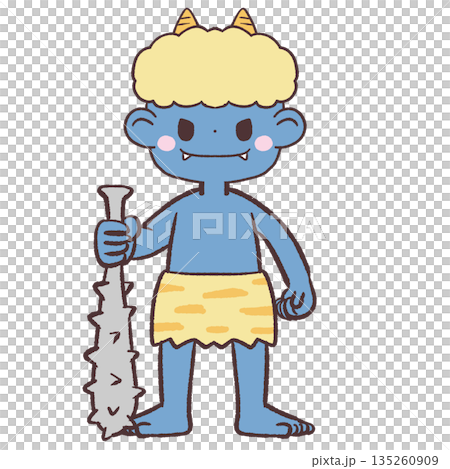 金棒を持って立つ青鬼のイラスト 135260909