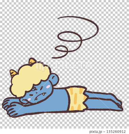 一幅描繪墜落的藍色惡魔的插圖 135260912