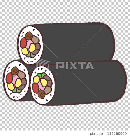 Illustration of a stack of rice bales of ehomaki Illustration of a stack of rice bales of ehomaki 135260969