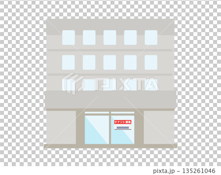 テナント募集の貼り紙があるビル外観のイラスト 135261046