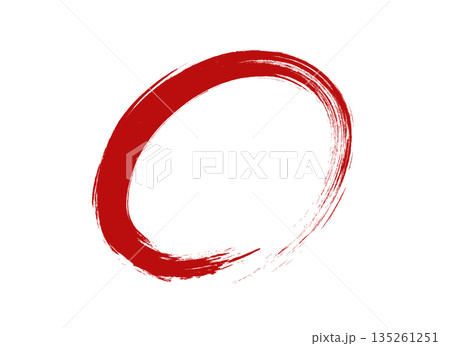 筆で描いた赤色の丸印のイラスト素材 筆で描いた赤色の丸印のイラスト素材 135261251