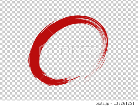 筆で描いた赤色の丸印のイラスト素材 筆で描いた赤色の丸印のイラスト素材 135261251