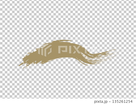 用毛筆繪製的流動金色線條的插圖素材。 135261254