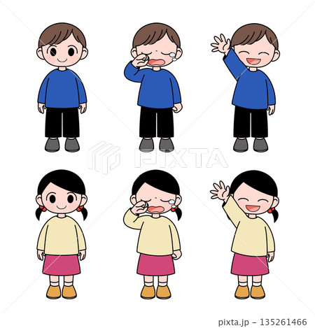 いろいろな表情の男の子と女の子 いろいろな表情の男の子と女の子 135261466