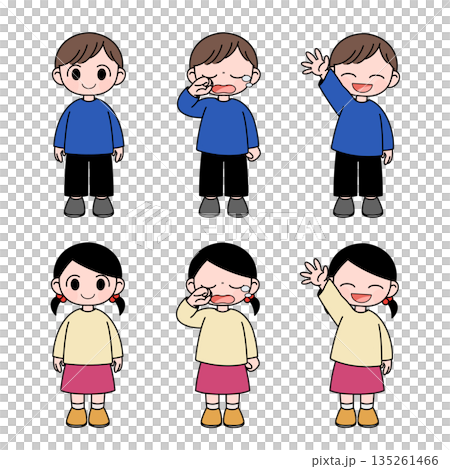Boys and girls with various expressions 135261466