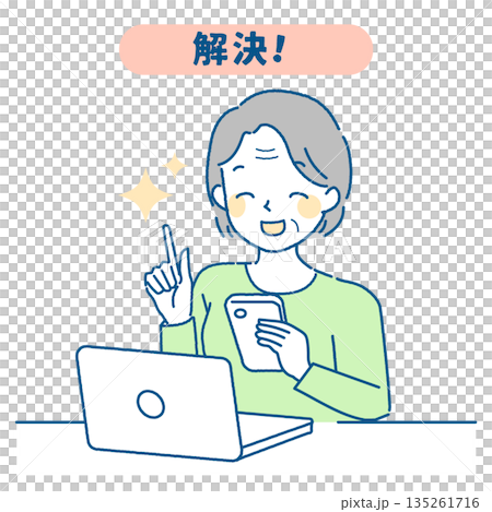 老婦人解決電腦和智慧型手機問題 135261716