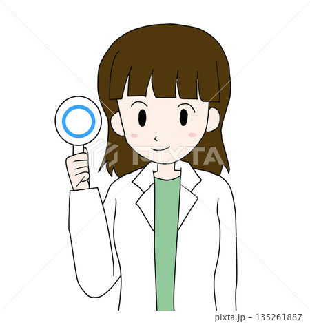 丸マークを掲げる女性医師のイラスト 丸マークを掲げる女性医師のイラスト 135261887