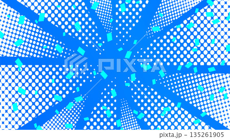 太陽　スクリーントーン　網点　黄青　背景 135261905
