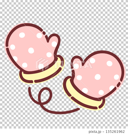 可愛的冬季手套插圖 135261962