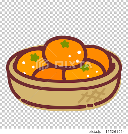 冬のみかんのかわいいイラスト 冬のみかんのかわいいイラスト 135261964