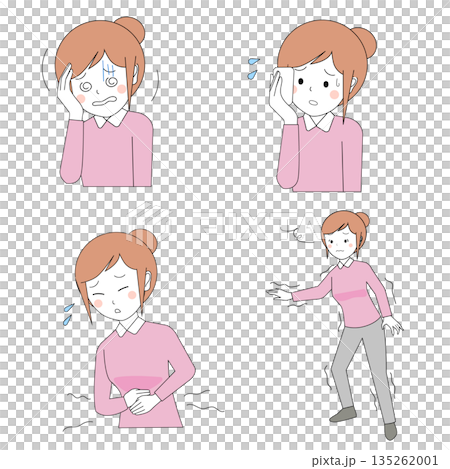 低血糖で不調の女性 低血糖で不調の女性 135262001