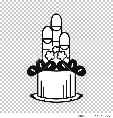 Kadomatsu icon black and white line drawing vector illustration 135262095