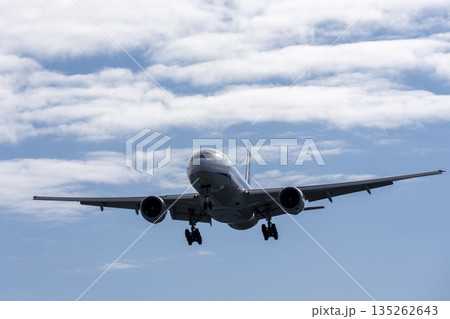冬の大阪空港（伊丹空港）　着陸中の飛行機　大阪府豊中市 135262643