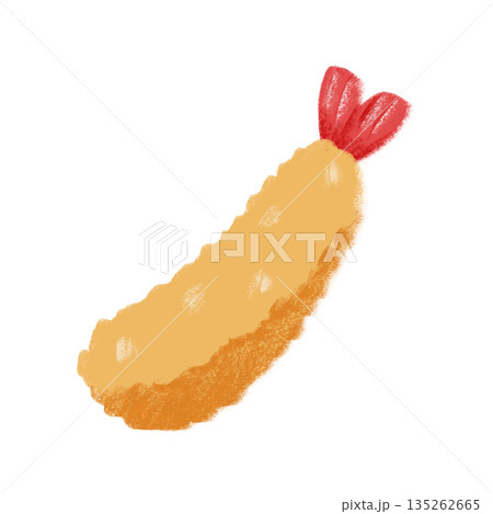 クレヨン風手描きのエビフライ クレヨン風手描きのエビフライ 135262665