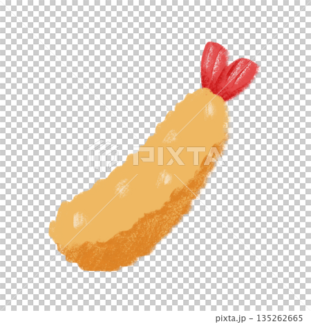 クレヨン風手描きのエビフライ クレヨン風手描きのエビフライ 135262665