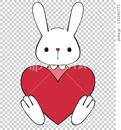 Rabbit holding a red heart Rabbit holding a red heart 135262773