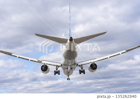 冬の大阪空港(伊丹空港) 着陸中の飛行機 大阪府豊中市 冬の大阪空港(伊丹空港) 着陸中の飛行機 大阪府豊中市 135262840