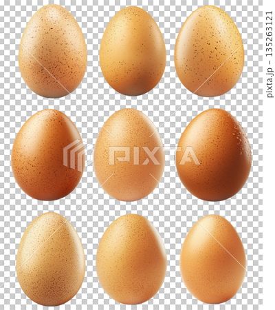 Speckled egg with natural pattern and smooth surface, isolated on white transparent background. Speckled egg with natural pattern and smooth surface, isolated on white transparent background. 135263121
